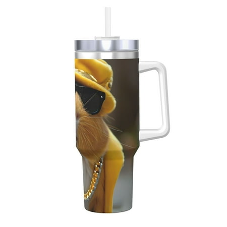 

Logiee Heavy Metal Style Guinea Pig Print 40OZ Ice Bully Cup with Handle and Straw Double Wall Stainless Steel Tumbler Travel Coffee Cup with Lid Summer Insulation and Cooling Cup