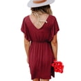 thumbnail image 3 of Txlixc Vestido de Punto de Verano para Mujer, Adultos de Cintura Alta con Cuello en V Manga Corta Flutter de una Sola Pieza Txlixc Estilo de ocio, 3 of 6