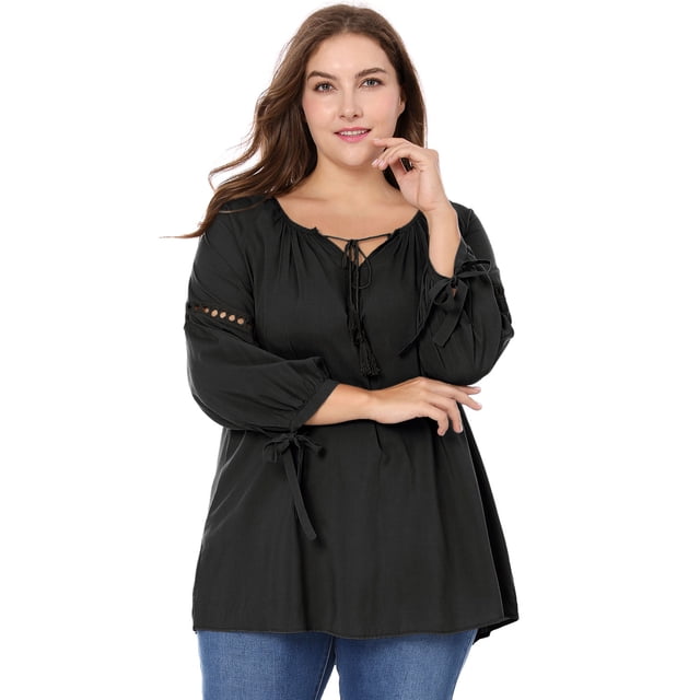 BluTop Cuello Redondo Mangas Raglán TalExtPaMujer Negro 3XL