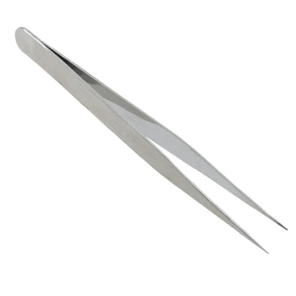 Unique Bargains Silver Tone Metal Straight Pointed Tweezers Tool TS-10 4.6"