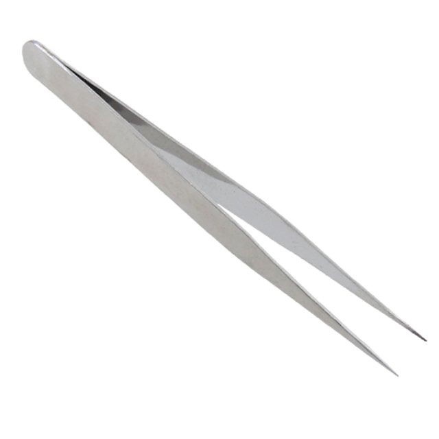 Unique Bargains Silver Tone Metal Straight Pointed Tweezers Tool TS-10 4.6'