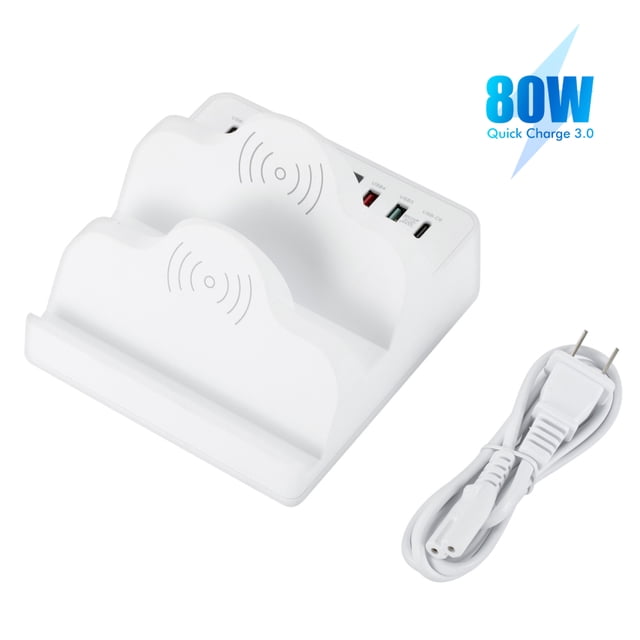 Cargador Usb Multipuerto Qc3.0Pd Cargador Inalámbrico Dual De Carga Rápida Voltaje De Visualización Y Adaptador De Estación De Carga De Corriente Inevent EL017732-02