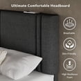 thumbnail image 4 of Virans King Size Bed Frame, Linen Platform Bed Frame with Upholstered Headboard,Sturdy Solid Wood Slats Support,Noise Free,No Box Spring, Easy to Assemble - Dark Gray, 4 of 8