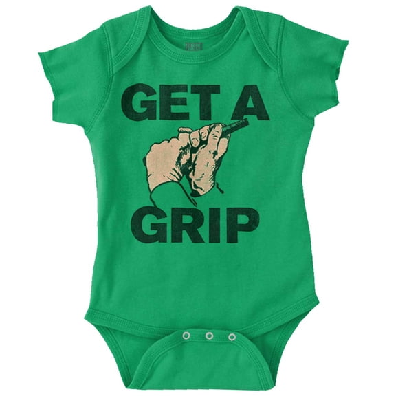 Get a Grip Golfing Golfer Joke Funny Romper Boys or Girls Infant Baby Brisco Brands NB