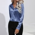 thumbnail image 2 of Ruyang Women's Satin Shirt Long Sleeve Blouses Botton Down Work Top Silk Like Shirts for Ladies Office Tops Summer Casual Shirt Tops, 2 of 5