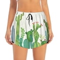thumbnail image 4 of Lsque Cartoon Cactus Printed Women's Running Shorts with Liner Pockets,Elastic Quick Dry Workout Athletic Gym Yoga Shorts,Womens High Waist Shorts-X-Large, 4 of 9