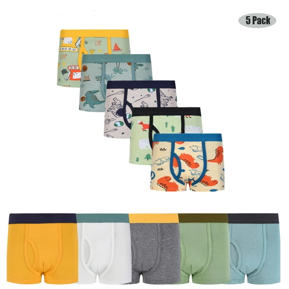 Emy Dola Boys' Adoraable Super Soft Tagless Smooth Underwear 5-Pack Toddler Boys Elastic Boxer Briefs 2-15T