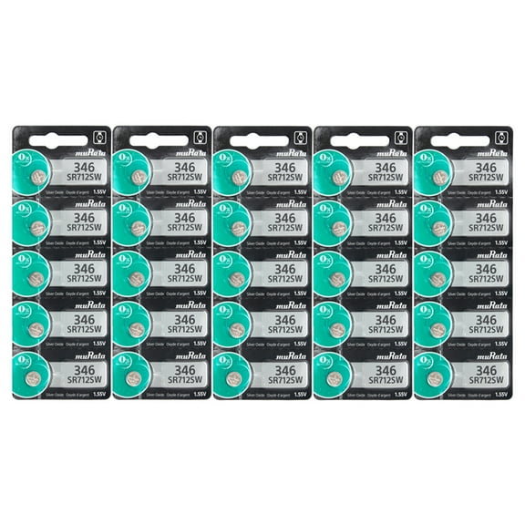 Murata Silver Oxide 1.55V Batteries Size SR712SW (346) (Pack of 25)