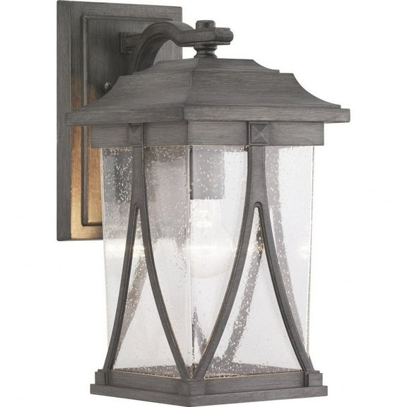 Progress Lighting Abbott 1-Light Medium Wall Lantern in Antique Pewter with Seeded Glass Shade