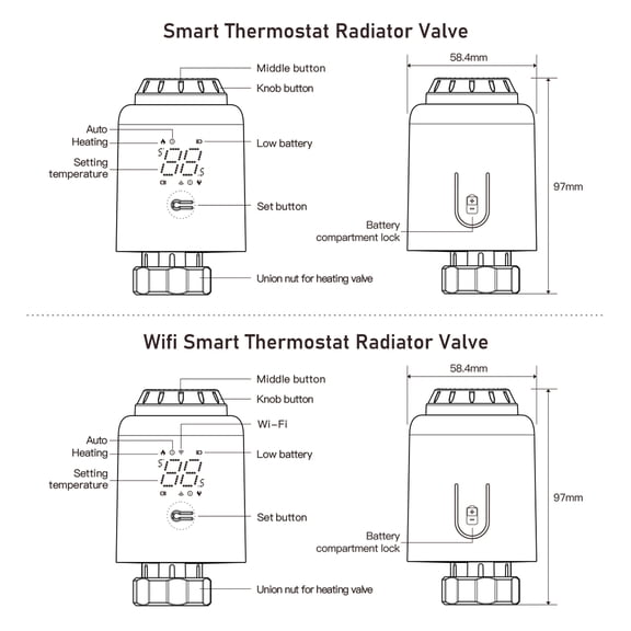 BIMZUC ZigBee Smart Thermostatic Radiator Valve Programmable Temperature Controller TRV Compatible with Alexa, App Control (Zigbee Hub Required, 2.3 in / 58.4 mm)