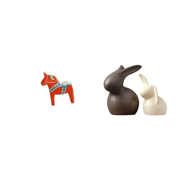 Adorno Coleccionable De Caballo De Dala Sueco, Figura De Caballo De Dalecarlian, Escultura Animal Y Conjunto De Estatua De Cerámica, Conejito De Porcelana, Decoraciones De Pascua Para