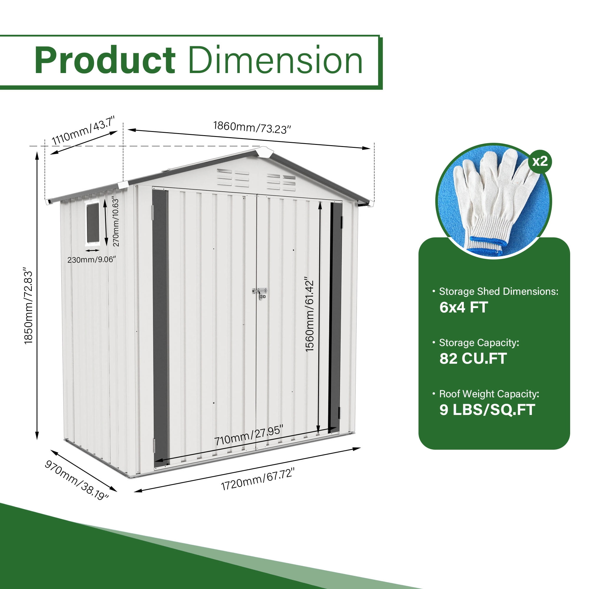 Weatherproof Metal Outdoor Storage Shed, Compact Tool Shed for Garden and Backyard, Lockable Door for Sundries(Base not included)