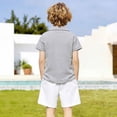 thumbnail image 5 of Kids Athletic Polo Shirt Fashion Stripe Graphic Printed Pullover Toddler Kids Shirts Chest Pocket Summer Holiday Tops Z03 Grey 18 -24 Months, 5 of 8