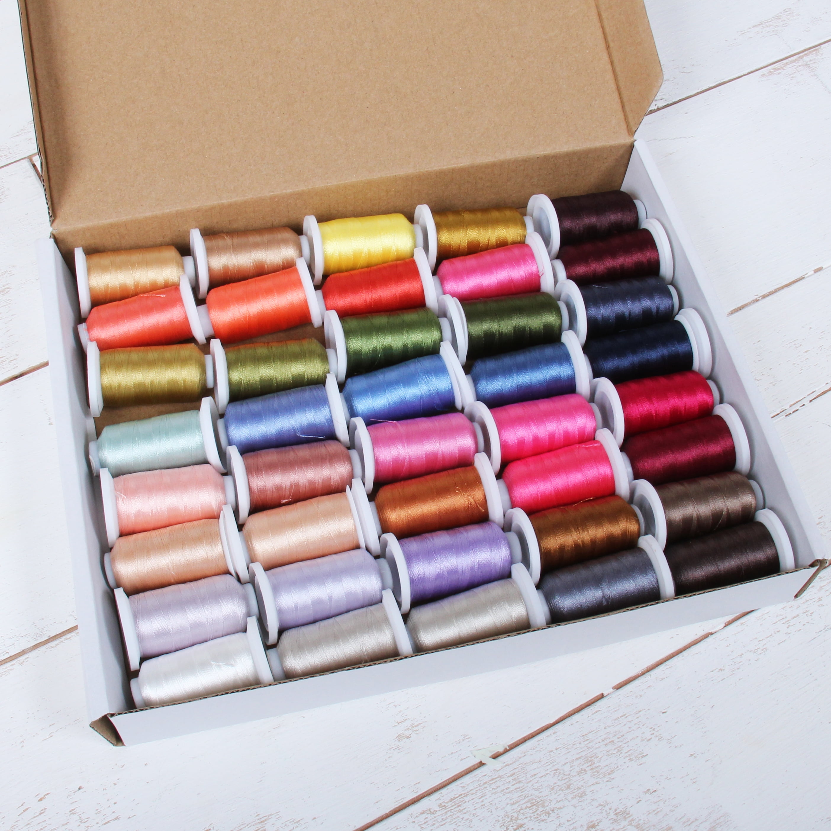 Threadart 40 Spool Polyester Embroidery Machine Thread Set Brilliant Colors | 500M Spools 40wt | For Brother Babylock Janome Singer Pfaff Husqvarna Bernina Machines - 4 Sets Available
