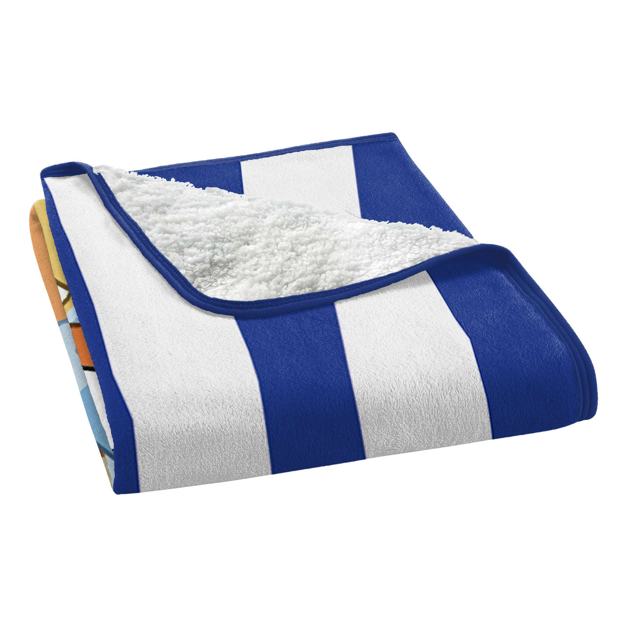 Bluey Happy Hugs Kids Silk Touch Throw Blanket with Sherpa Reverse, 46 x 60 inches Blue – Soft Plush Fleece Throw Blanket
