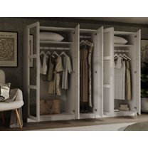 100% Solid Wood Urban 5-Door Wardrobe with Mirrored Door