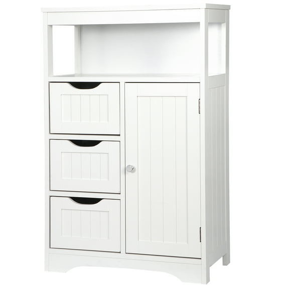 LYYHTY MDF Multi-Functional Storage Cabinet, With Adjustable Shelf, Double Cabinet Door Enclosed Space Open Storage Area, 110lbs Weight Capacity, Easy-Assembly Floor Cabinet,White