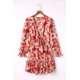 thumbnail image 1 of ABPHQTO Mini vestido rojo con cuello en V y manga farol anudado en niveles para mujer, 1 of 5