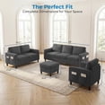 thumbnail image 2 of Mjkone 3 Pieces Living Room Furniture Sets, Linen Sectional Sofas and Couches Set with Storage Ottoman for Living Room, 3-Seater + Loveseat + Accent Chair + Ottoman,Dark Gray, 2 of 9