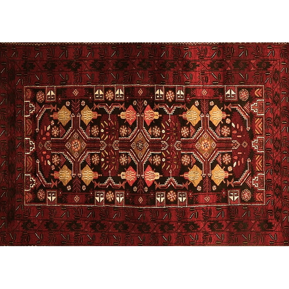 Ahgly Company Indoor Rectangle Oriental Orange Industrial Area Rugs, 7' x 10'