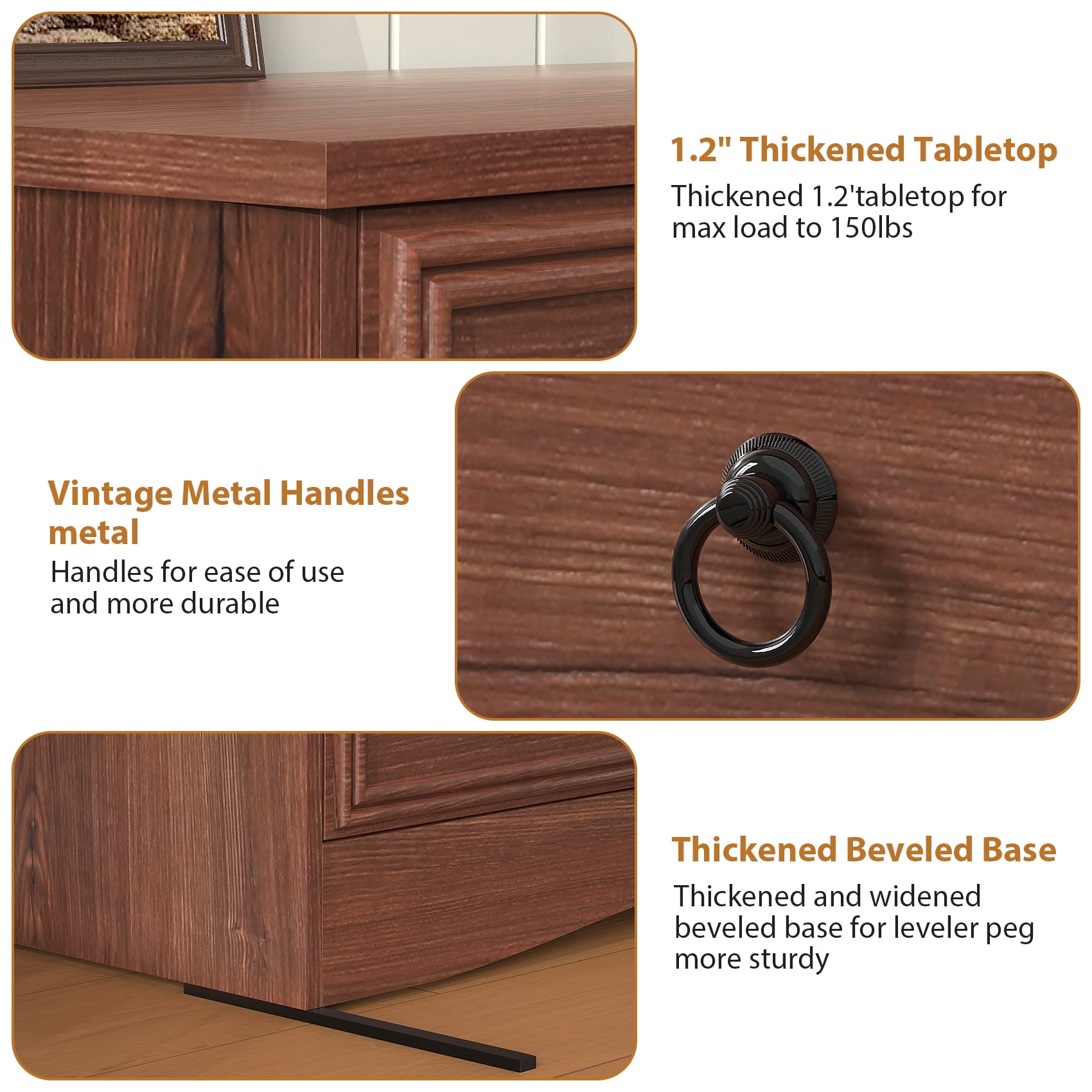 Frmobepts 8 Drawer Dresser for Bedroom, Dresser TV Stand, Chest of Drawers for Storage and Organization, Cherry