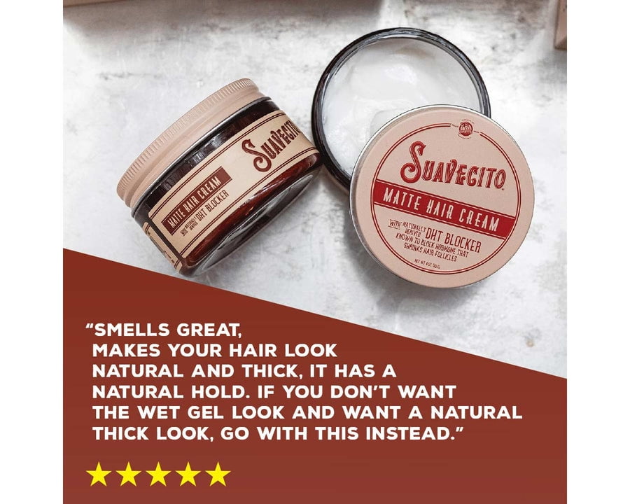 Suavecito Matte Hair Cream with DHT Blocker, 4 oz