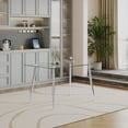thumbnail image 2 of Dining Table Set Of 5, 0.32" Thick Tempered Glass Top Dining Table With Metal Legs And Four Fabric Dining Chairs, Table Size: 51.18" L X 31.50" W X 29.53" H Yca-02, 2 of 9