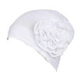 thumbnail image 3 of KLKCMS For Ladies Solid Elastic Flower Hat Turban Chemo Cancer Hair Loss Cap Head Wrap white, 3 of 9
