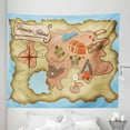 thumbnail image 1 of Cartoon Tapestry, Treasure of Tropical Beach Chest Key World Theme Print, Fabric Wall Hanging Decor for Bedroom Living Room Dorm, 5 Sizes, Cream Pink Blue, by Ambesonne, 1 of 1
