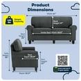 thumbnail image 2 of Serta Copenhagen 61" Rolled Arm Loveseat Sofa with Removable Covers Charcoal, 2 of 16