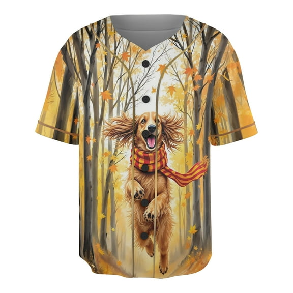 Welcome Fall Afghan Hound Strolling Through the Autumn Maple Forest All Over Print 3D Baseball Shirt Dog Lover Softball Sport - 12012