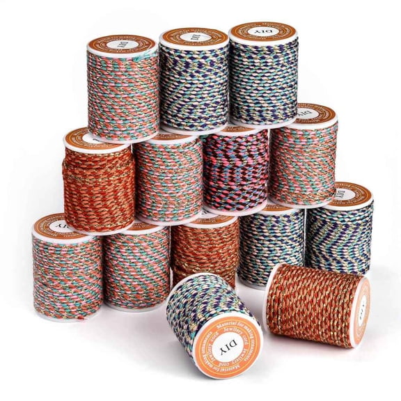 10Roll 4-Ply Polycotton Cord Metallic Cord Handmade Macrame Cotton Rope for String Wall Hangings Plant Hanger DIY Craft String Knitting Colorful 1.5mm about 4.3 yards(4m)/roll