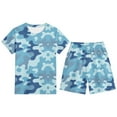 thumbnail image 4 of Tfken Summer Outfit Sets For Boys Print Crew Neck Short Sleeve Tops With Shorts Set For Performance Summer Children Soft Outfit Blue Size 10-11 Years, 4 of 4