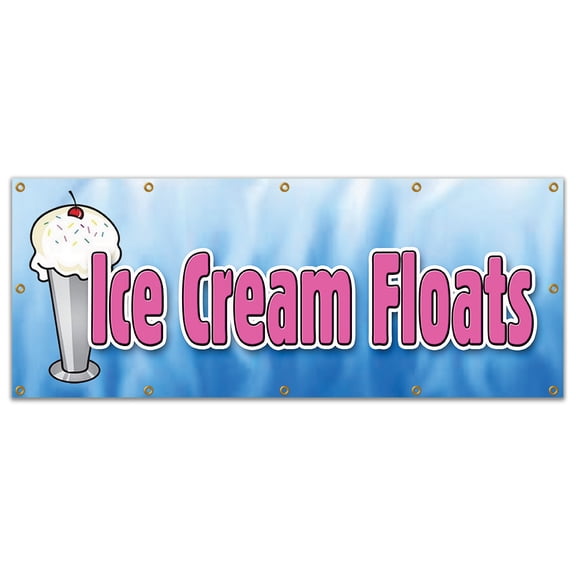 48"x120" ICE CREAM FLOATS BANNER SIGN cones sundae soda banana split homemade