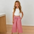 thumbnail image 3 of Favoffer Toddler Girls Pants Summer Cute Plaid Linen Blend Mosquito Proof Wide Leg Cropped Trousers Casual Loose Bottoms Daily Home Outdoor Play Sizes 12M-12Y, 3 of 9
