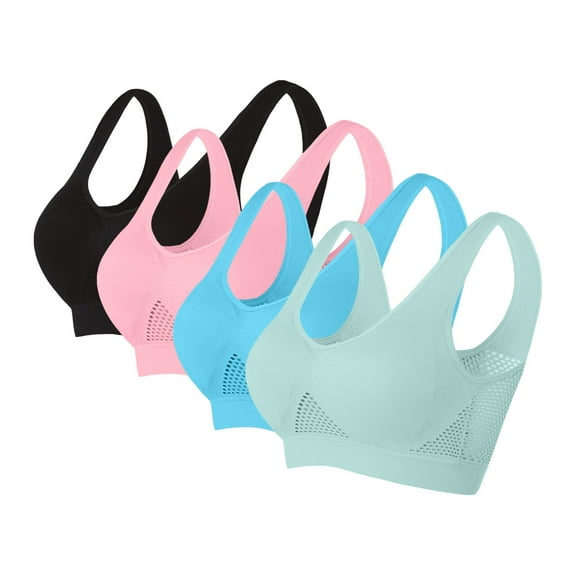 Kmdttou Women's Racerback Sports Fitness Support Seamless Sports Bra Wirefree Yoga Bra With Removable Pads