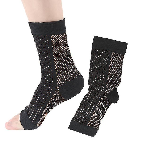 2 pares de calcetines de compresión para aliviar el dolor de la neuropatía, con soporte para el arco del tobillo, talla L-XL, color negro y amarillo