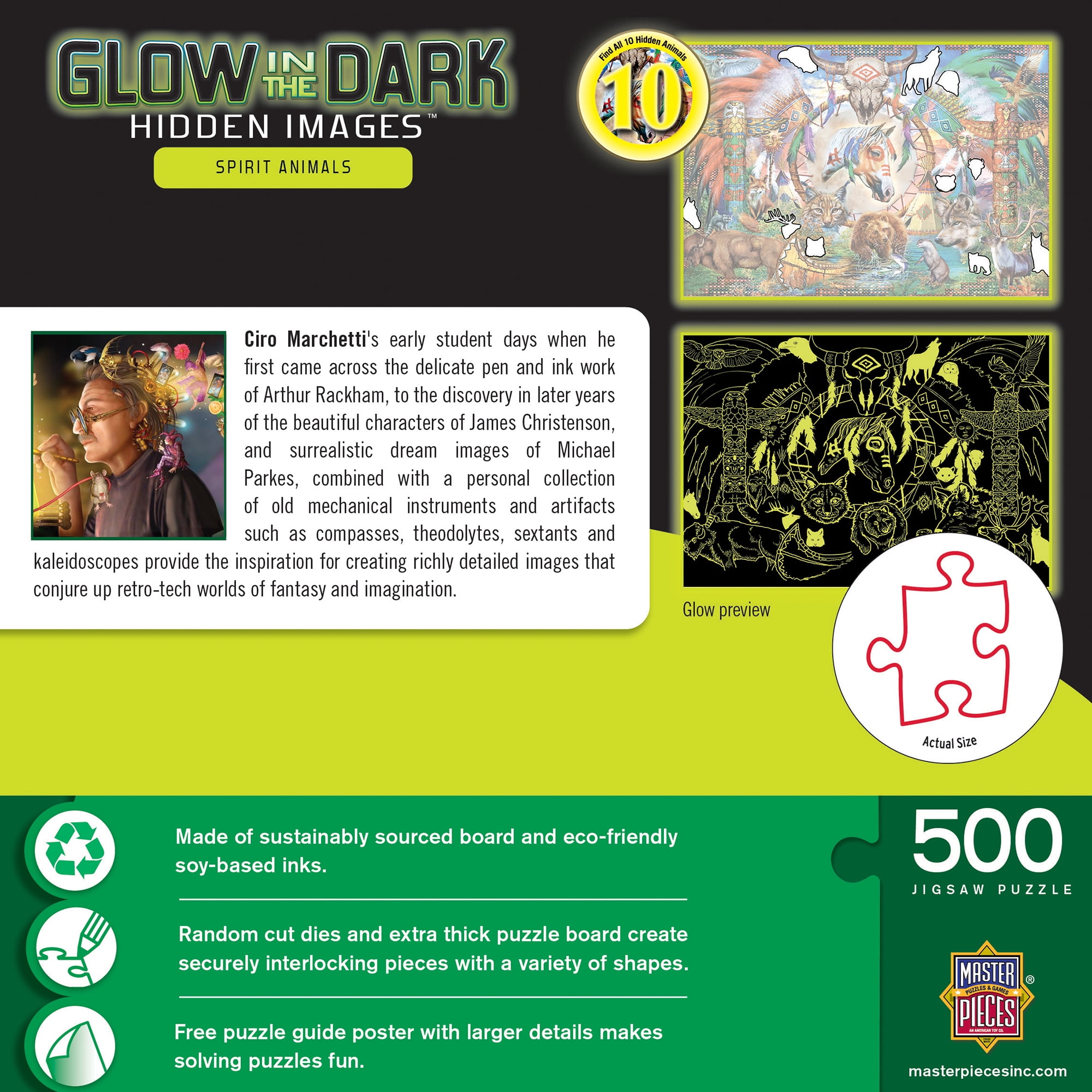 Hidden Images Glow In The Dark - Spirit Animals 500 Piece Puzzle