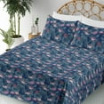 thumbnail image 3 of Ambesonne Tropical Theme Fitted & Flat Sheet with Sham 3 Pcs Set, Palm Tree Leaves, Twin, Dark Lavender and Blue Grey, 3 of 5