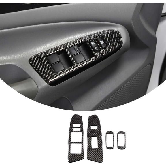 TINKI Soft Carbon Fiber Car Look Interior Door armrest Window Switch Panel Sticker Trim Fit For Toyot@ Tacoma 2011 2012 2013 2014 2015