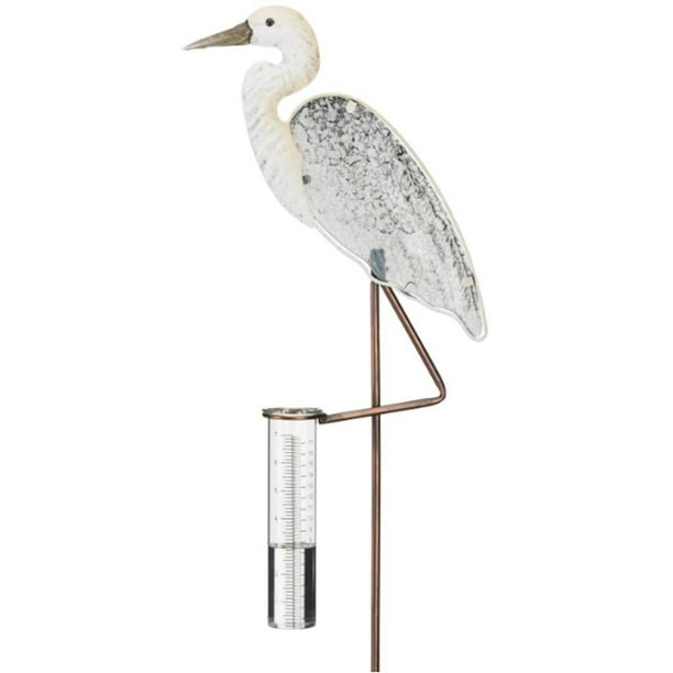 Regal Art and Gift 12635 - White Egret Rain Gauge Garden Stake