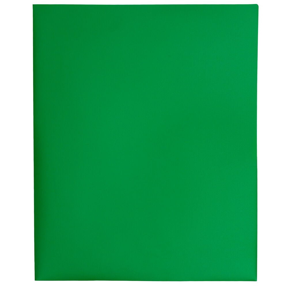 JAM Paper Plastic 2 Pocket School POP Folders, Green, 3/Pack