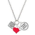 thumbnail image 1 of Delight Jewelry Silvertone Celtic Knot Heart - Square Seal - Red Heart Nurse Strong Zoe Necklace, 1 of 4