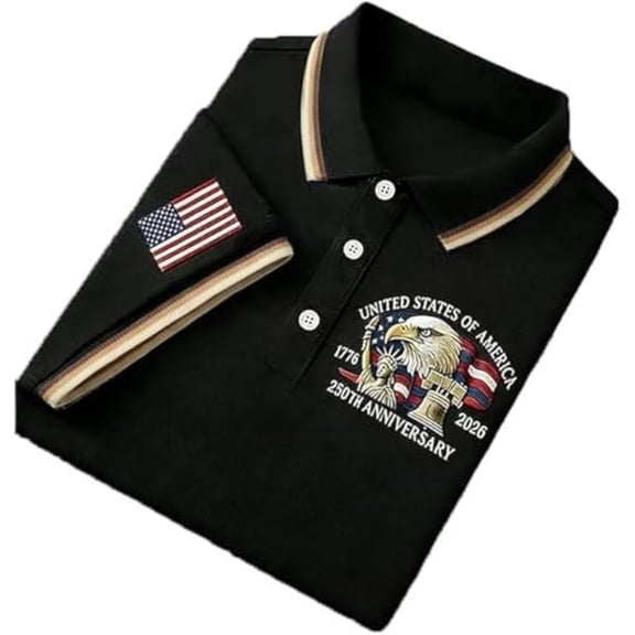 America 250 Polo Shirts for Men, The United States Print Polo Shirt Patriotic Flag USA T-shirt