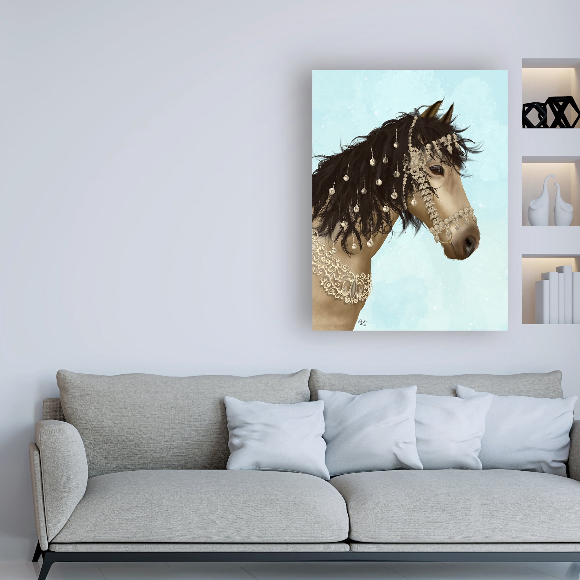 Trademark Fine Art 'Horse Buckskin with Jeweled Bridle' Canvas Art by Fab Funky