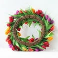 thumbnail image 2 of 3-color Tulip Wreath 20" Summer Wreaths for Outside Wall Window Farmhouse Indoor Outdoor Party Holiday Home Decor, 2 of 5