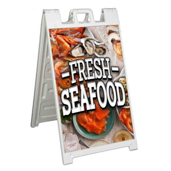 Fresh Seafood (24" X 36") Standard A-Frame Signicade, Includes Decal Applied To Stand