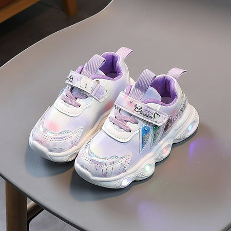 

TOWED22 Toddler Girl Sneaker Light Up Shoes For Girls Toddler LED Walking Shoes Girls Kids Children Baby Casual Shoes Purple