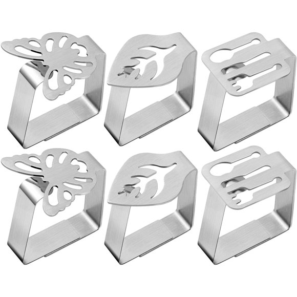 Hfatmos Clips Para Mantel De Acero Inoxidable Resistente Al Viento, Soporte Para Mantel, Clip Para Mantel Para Picnic Al Aire Libre, Restaurante, Cocina, Fiesta, 6 Unidades