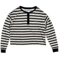 thumbnail image 5 of RVCA Women's Severin Stripe Henley Crop Long Sleeve Tee T-Shirt Top (X-Small, Black/Brown/White), 5 of 5